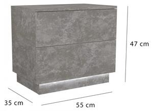 Arosa Sela S2 éjjeliszekrény, 55x47x35 cm, beton