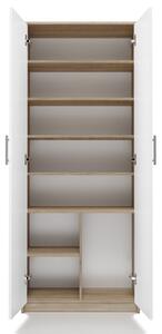 Odell MIX Oliv 2D könyvespolc, irodai szekrény, 74x180x35 cm, sonoma-fehér
