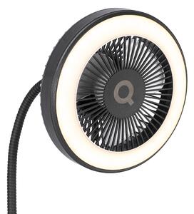 Padlóventilátor fekete 2 LED-del szabályozható lámpával - Dores