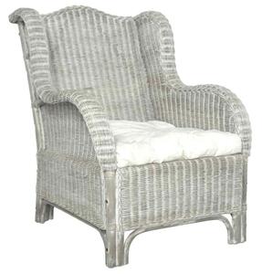 Rattan Fotel - Szürke - Párnával - 82x66x92cm