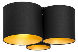 Mennyezeti lámpa fekete, arany belsővel 3 fényű - Multidrum