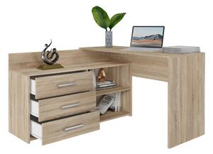 Odell Dany sarok íróasztal polccal, tárolóval, 120x76x50 cm, sonoma