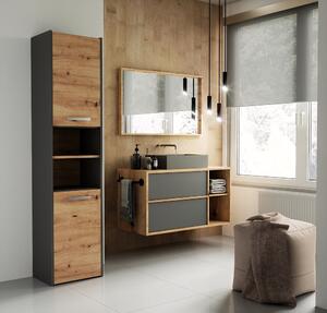 Riano MIX S40 fürdőszoba szekrény, 170x40x30 cm, antracit-tölgy