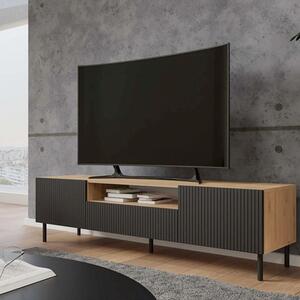 Shannan MIX RTV KAMA160 TV állvány (egyenes mintázat), 43x160x40 cm, tölgy-fekete
