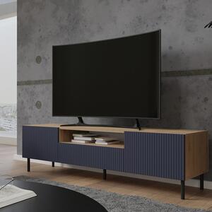 Shannan MIX RTV KAMA160 TV állvány (egyenes mintázat), 43x160x40 cm, tölgy-kék