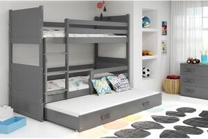 Gyerek emeletes ágy kihúzható ággyal RICO 160x80 cm Fehér Fenyő