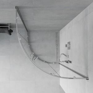 Mexen Rio 80x80 íves két tolóajtós zuhanykabin 5 mm vastag vízlepergető biztonsági üveggel, krómozott elemekkel, 190 cm magas