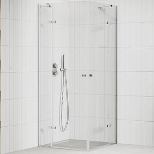 Mexen Roma Duo 90x90 szögletes két nyílóajtós zuhanykabin 6 mm vastag vízlepergető biztonsági üveggel, krómozott elemekkel, 190 cm magas