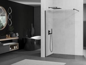 Mexen Kioto Black Walk-In zuhanyfal 8 mm vastag vízlepergető biztonsági üveggel, 200 cm magas, fekete profillal és távtartóval