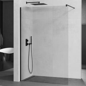 Mexen Kioto Black Walk-In Nano 70x200, 70 cm széles univerzális zuhanyfal 8 mm vastag vízlepergető biztonsági üveggel, 200 cm magas, fekete profillal