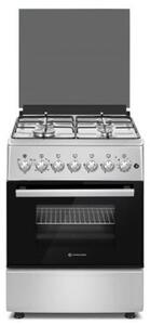 Novacook F6B40EF INX Kombinált tűzhely, 66L, 4 főzőzóna, Időzítő, A energiaosztály, Inox