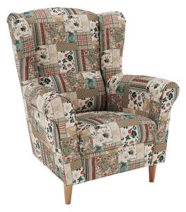 KONDELA Füles fotel, szövet patchwork viorica 1, CHARLOT