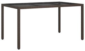 VidaXL Polyrattan Kerti Asztal - Edzett Üveg - 150x90 cm