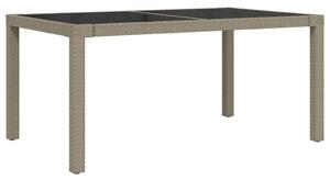 VidaXL Polyrattan Kerti Asztal - Edzett Üveg - 150x90 cm