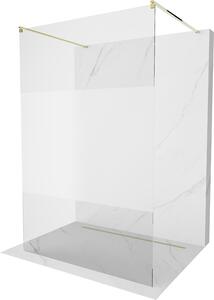 Mexen Kioto, átmenő zuhanyparaván 110 x 200 cm, 8 mm átlátszó / jegesedés üveg, 2x arany stabilizáló távtartó, 800-110-002-50-35