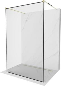 Mexen Kioto, átmenő zuhanyparaván 110 x 200 cm, 8mm üveg tiszta / fekete mintás, arany-800-110-002-50-70