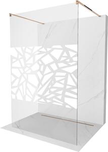 Mexen Kioto, átmenő zuhany paraván 110 x 200 cm, 8mm átlátszó / fehér üvegminta, 2x rózsaszín arany stabilizáló távtartó, 800-110-002-60-85