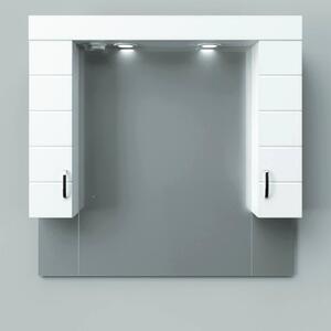 MART 100 cm széles fürdőszobai tükrös szekrény, fényes fehér, beépített LED világítással