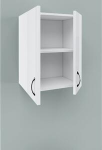 HD STANDARD 45 cm széles polcos fürdőszobai fali szekrény, fényes fehér, króm kiegészítőkkel, 2 ajtóval