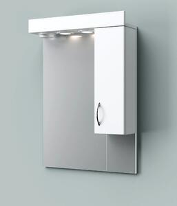 HD STANDARD 55 cm széles fürdőszobai tükrös szekrény, fényes fehér, króm kiegészítőkkel és beépített LED világítással