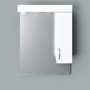 STANDARD 55/65/75/85 cm széles fürdőszobai tükrös szekrény, fényes fehér, beépített LED világítással