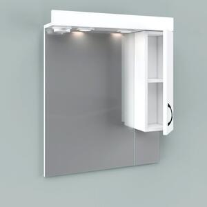 HD STANDARD 65 cm széles fürdőszobai tükrös szekrény, fényes fehér, króm kiegészítőkkel és beépített LED világítással