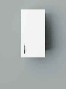 STANDARD 30 cm széles polcos fürdőszobai fali szekrény, fényes fehér, 1 ajtóval