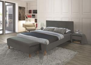 Kárpitozott ágy AZURRO VELVET 180 x 200 cm szín szürke / tölgy