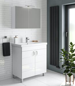 HD Nina 80 cm széles teletükrös fürdőszobai tükrös szekrény, fehér, 2 soft close ajtóval