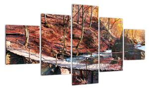 Kép - ősz, út, erdő (125x70cm)