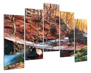 Kép - ősz, út, erdő (125x90cm)