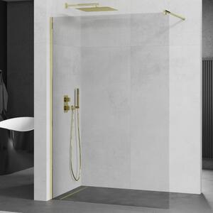 Mexen Kioto Gold Walk-In Nano 70x200, 70 cm széles univerzális zuhanyfal 8 mm vastag vízlepergető biztonsági üveggel, 200 cm magas, arany