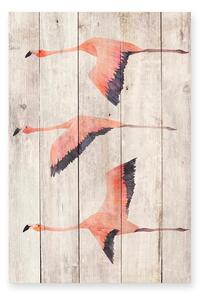 Flying Flamingo fali dekoráció borovi fenyőből, 60 x 40 cm - Madre Selva