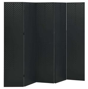 VidaXL fekete acél 5-paneles paraván 200 x 180 cm