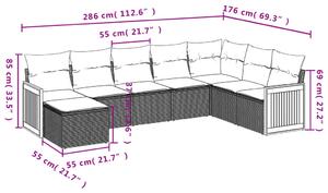 VidaXL 8 részes fekete polyrattan kerti ülőgarnitúra párnákkal