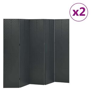 VidaXL 2 db antracitszürke acél 5-paneles térelválasztó 200 x 180 cm