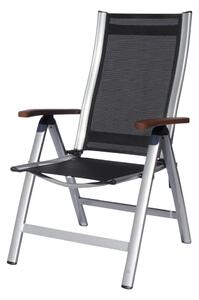 SUN GARDEN ASS COMFORT összecsukható, exkluzív alu. kerti szék - fekete/ezüst