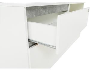 Sarok PC asztal, fehér/beton, BENTOS