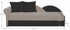 Háromszemélyes kanapé Dorla szürke + fekete (B). 772607