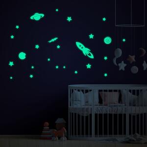 Rocket Stars and Planets világító, gyerek falmatrica - Ambiance
