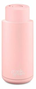 Ceramic Bottle Blushed Rózsaszín 1000ml rozsdamentes acél kerámia bevonatos termosz nyomógombos kupakkal