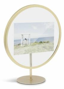 INFINITY 10x15 fényképtartó, kör alakú, talpra állítva asztalon vagy falra szerelve , matt arany, 10x15, vas-üveg