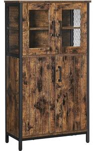 Tárolószekrény, fürdőszobai szekrény 60 x 108 x 30 cm, rusztikus barna és fekete