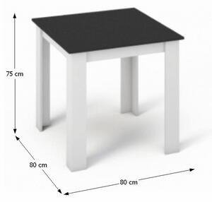 KONDELA Étkezőasztal, fehér/fekete, 80x80 cm, KRAZ