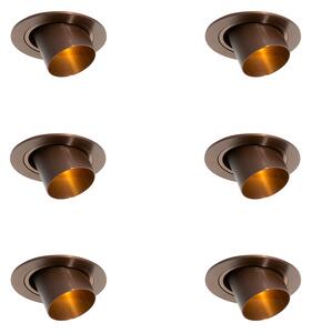 6 darabos süllyesztett spotlámpa szett sötét bronz GU10 35mm kerek dönthető - Installa