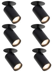 6 darabos modern süllyesztett spotlámpa szett fekete GU10 50mm - Chels