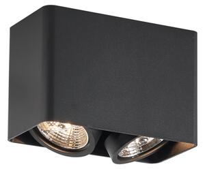 Design felületre szerelt spotlámpa fekete GU10 70mm 2-lámpás forgatható és dönthető - Vox
