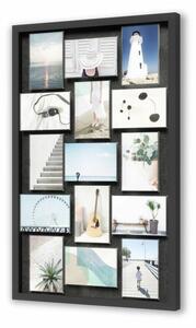 PIXIE MULTI WALL 85x55 cm fekete színű műanyag variálható, 15db-os fényképtartó képkeret 10x15 cm-es fényképekhez