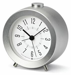 JIJI ezüst-fehér 10cm átmérőjű alumínium ébresztő óra