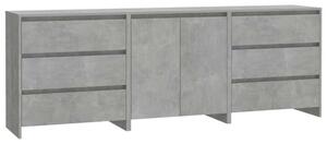VidaXL Modern Tálalószekrény - 3 részes - Betonszürke